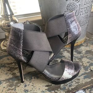 DKNY snakeskin stiletto sandals with platform